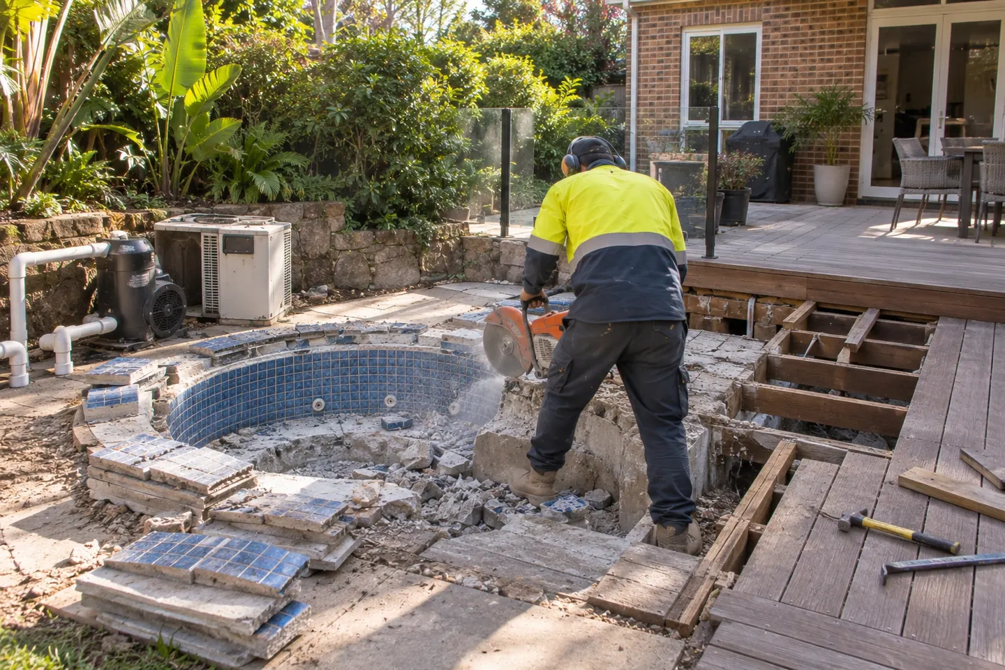 Spa Removal, Sydney backyard